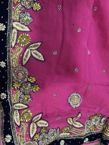 Elegant Pink Embellished Saree