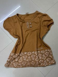 Cute Brown Lace T-Shirt