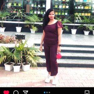 Maroon Casual Off Shoulder Women Jumpsuit