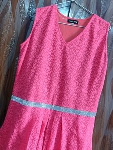 Green Jumpsuit + Pink Korean Dress