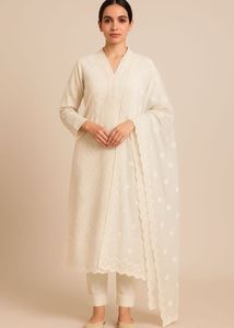Elegant White Embroidered Salwar Kameez
