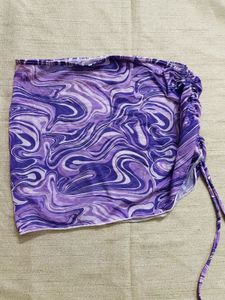 Abstract Print Drawstring Skirt