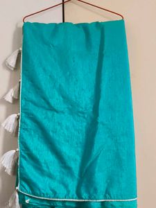 Teal Embellished Saree With Blouse