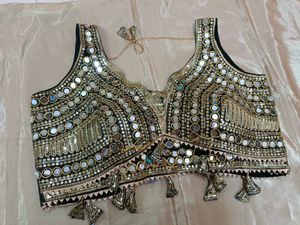 Black Sequins And Mirror Work Blouse