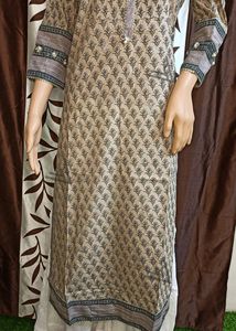 Grey Kurti With Embroidered Palazoo