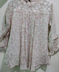 Floral Boxy Top  With Long Sleeves