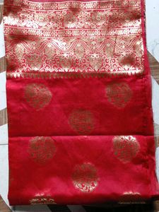 red and golden work sarees