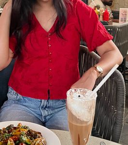Red Floral Print Top