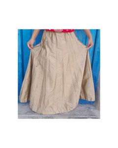 “Golden-Brown Long Skirt with Side Chain