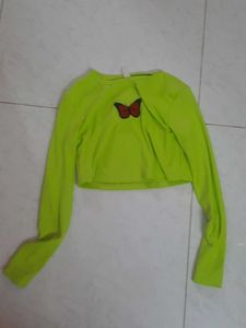 Green Butterfly Crop Top Size- S