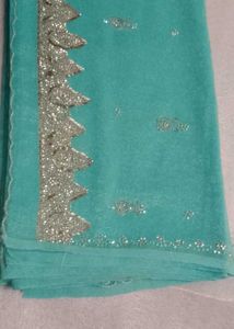 Teal Saree with Silver Embellishments