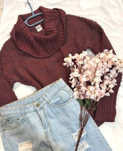 🎁Buy1 Get1 Free Cozy Burgundy Knit Sweater B