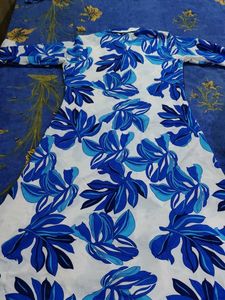 Blue Floral Print Midi Dress