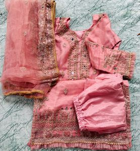 Elegant Peach Embroidered Kurta Set