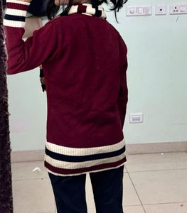 Maroon Winter Cardigan Sweater