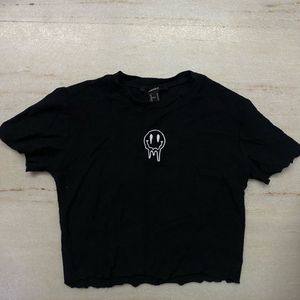 Black Smiley Crop Top