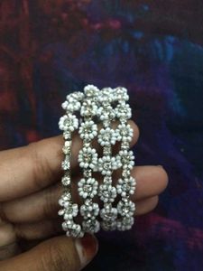 Sparkling White Bangles