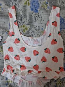 Strawberry Print Crop Top