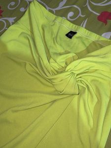 Chartreuse Twist Front Long Skirt