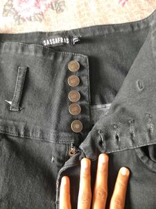 SASSAFRAS Women Black Slim Fit High-Rise Jeans