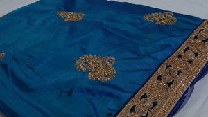 Royal Blue Embroidered Saree