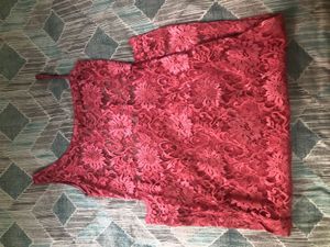 Pink Net One Shoulder Kurta