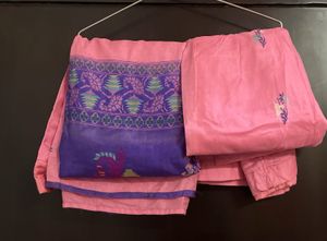 June Sale 🔥Pink Silk Cotton Blend Suit