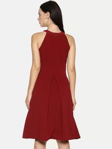 Maroon Fit And Flare Dress