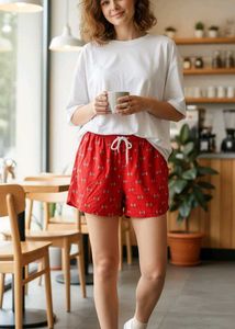 Red Patterned Shorts