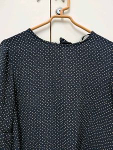 H&amp;M Navy Blue Polka Dot Top