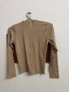 Cute Beige Long Sleeve Top
