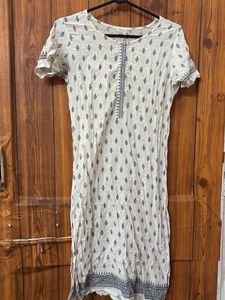 Jaipuri Printed White Kurti