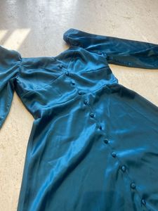dark blue satin dress