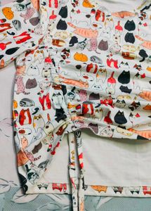Cute Cat Print Top