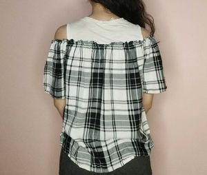 Plaid Off-Shoulder Top