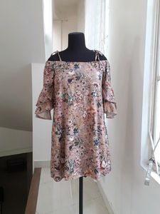 ZARA Floral Off-the-Shoulder Dress