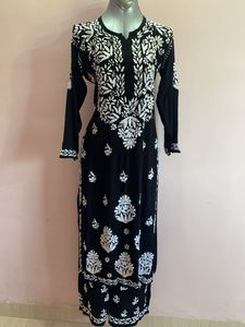 Black Embroidered Lucknowi Set