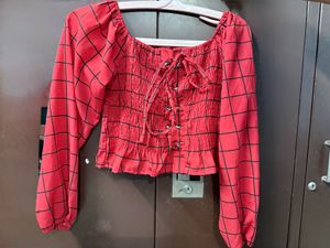 Red Checkered Crop Top