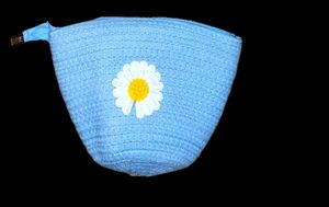 Blue Daisy Jute Sling bag