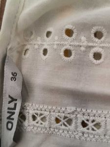 ONLY White Floral Embroidered Top