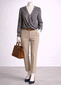 Striped Wrap Blouse