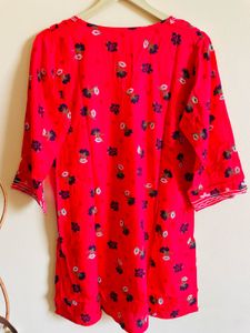 Red Embroidered Kurta