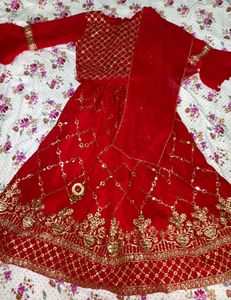 Elegant Red Party Dress for Kids (5-6 Years)