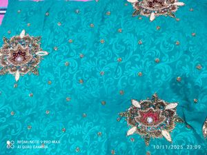 Teal Embellished Saree