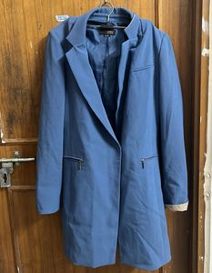 Blue Coat With Zipper Pockets