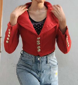 Party Wear Red Crop Coat.