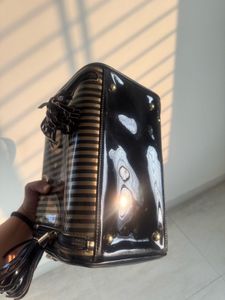 Striped Shoulder/ make up bag