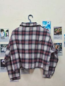 Korean Style Checkered Crop Shirt