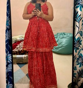 Red Printed Kurta Set