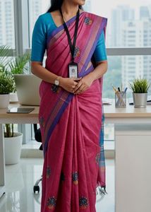 Elegant Pink Embroidered Saree